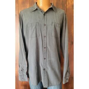 Quiksilver Men L Charcoal Gray Shirt | Surf Skate Streetwear | Classic Button Up